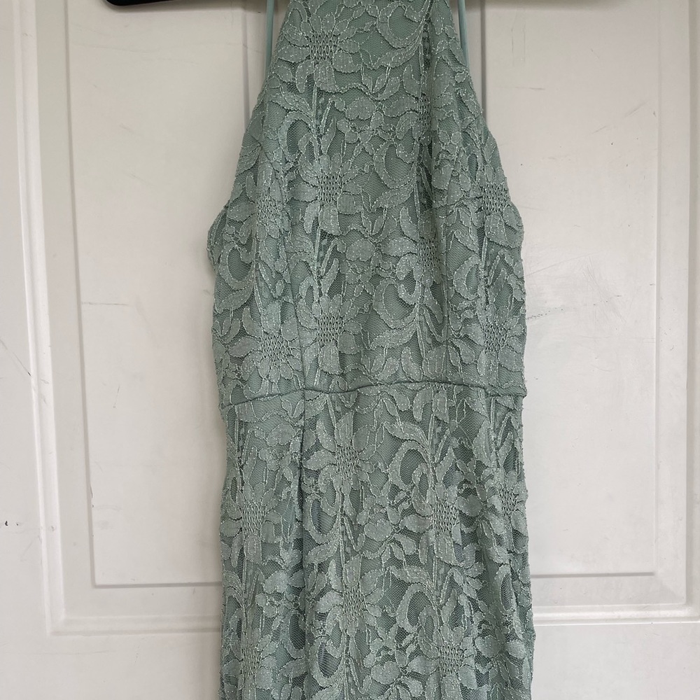 Beautiful sage sparkly lace maxi prom dress - Picture 5 of 16